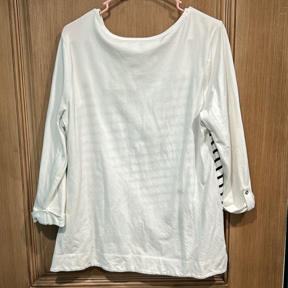 Croft and Barrow White with Black Stripes 3 Quarter Sleeve Size XL - Picture 8 of 8